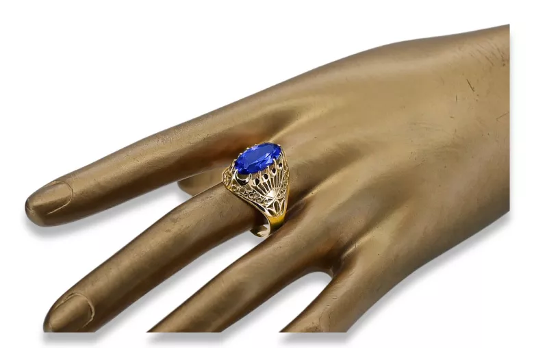 Or jaune 14 carats Saphir Anneau Style vintage vrc020y